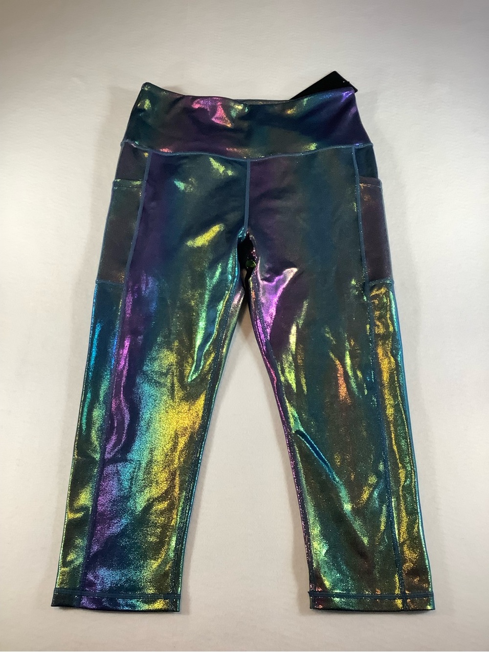 Iridescent Multicolor High-Waist Capri Leggings